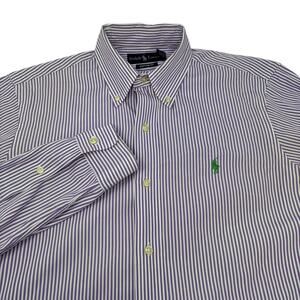 Ralph Lauren Mens Small‎ Purple White Striped Long Sleeve Custom Fit Shirt